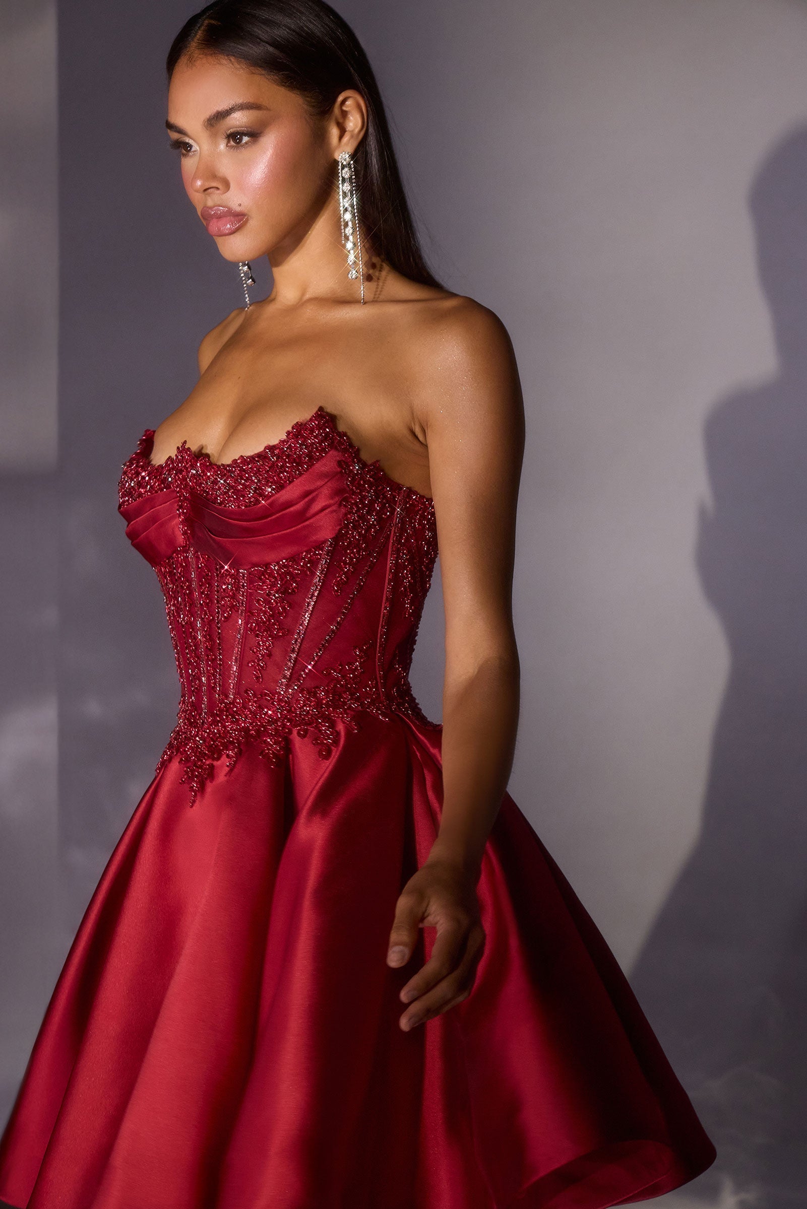 Satin Short Strapless A-line Dress by Ladivine CC502 - product image 3