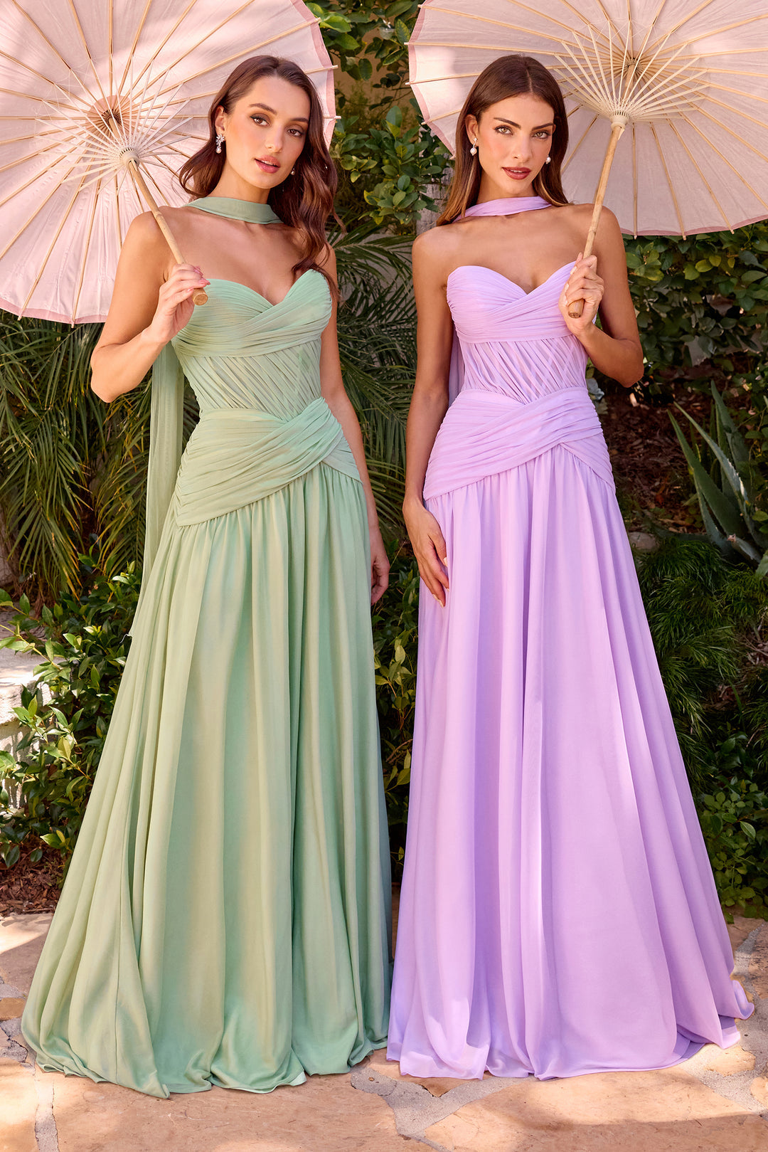 Chiffon Strapless A-line Gown by Ladivine CD395 - image 5