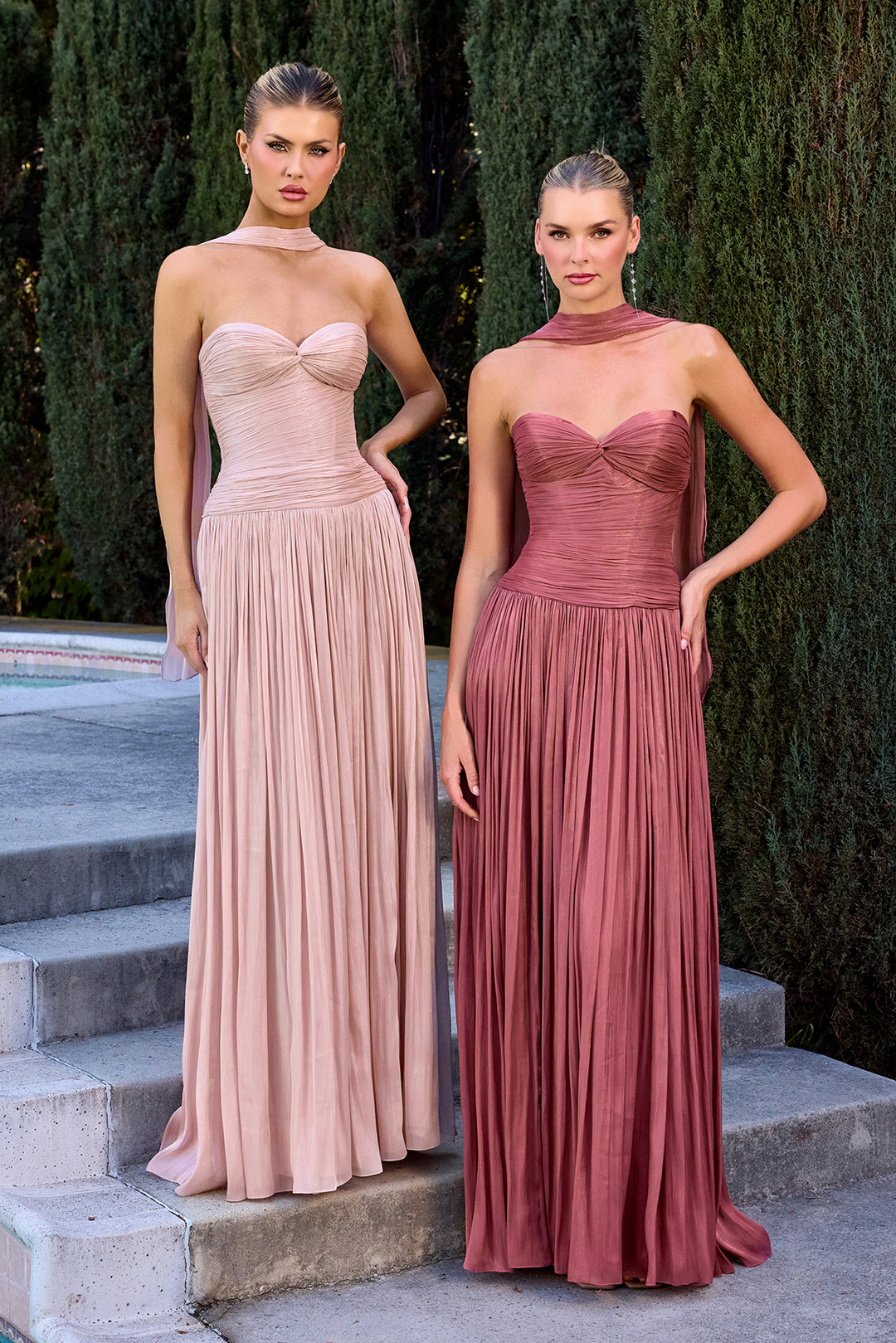 Chiffon Strapless A-line Gown by Ladivine CD414 - image 1