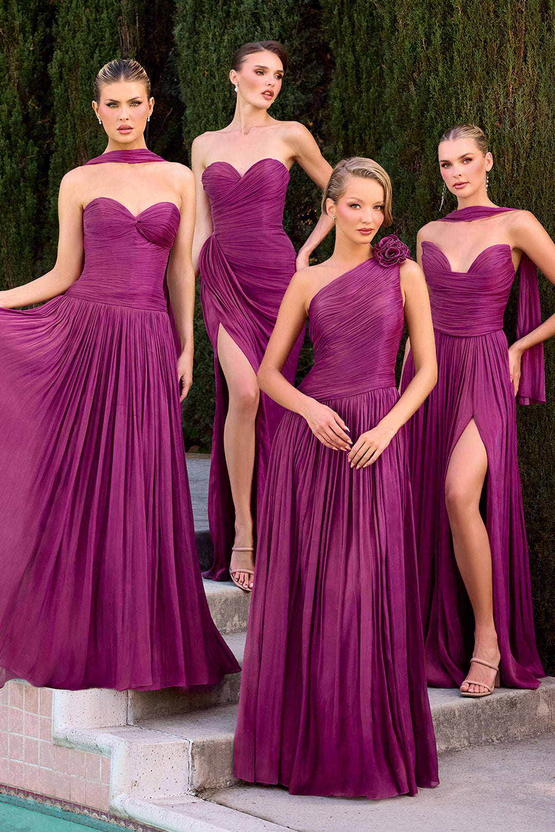 Chiffon One Shoulder A-line Gown by Ladivine CD415