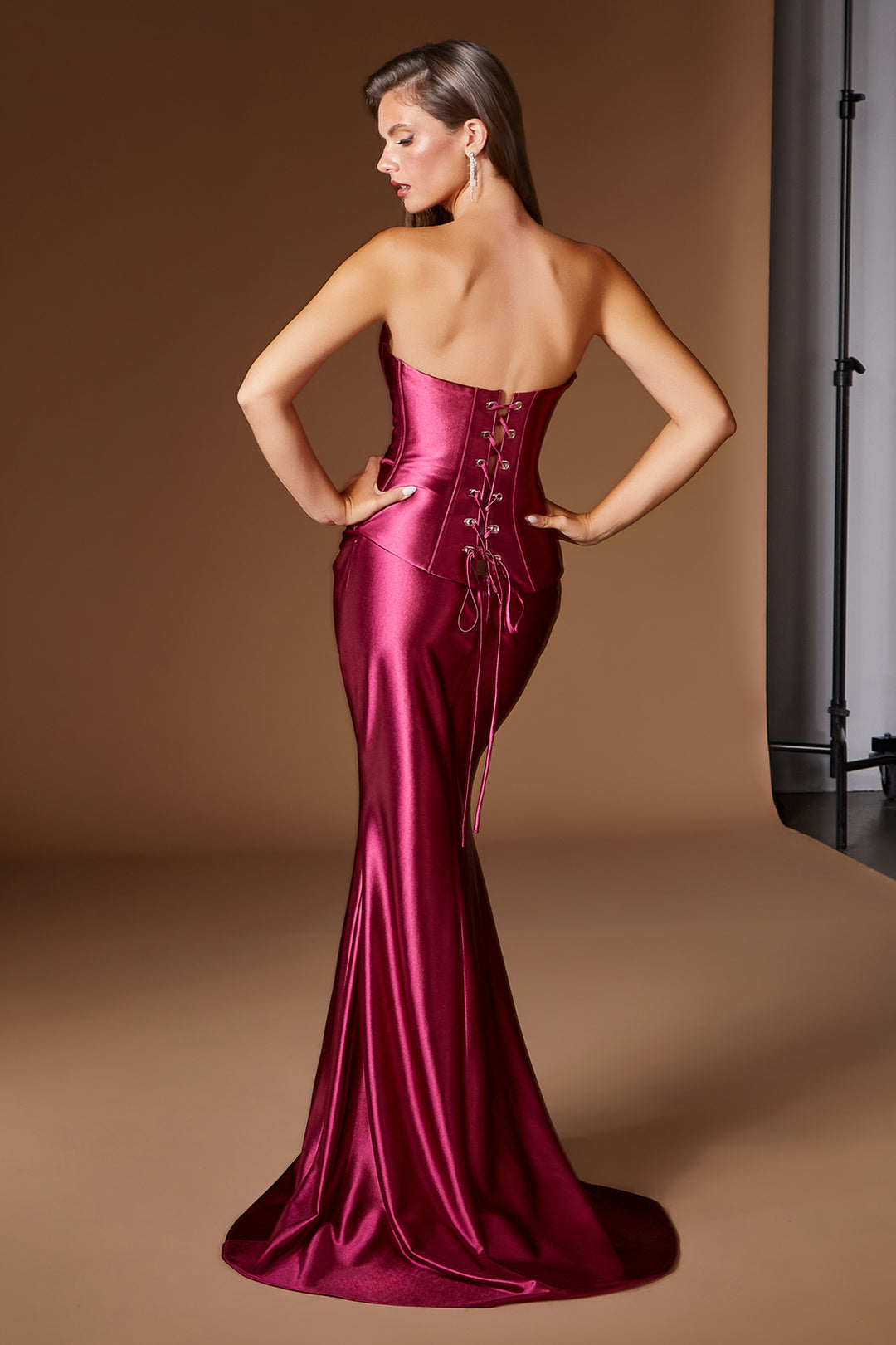 Satin Fitted Strapless 2-Piece Gown by Ladivine CH2602 - image 2