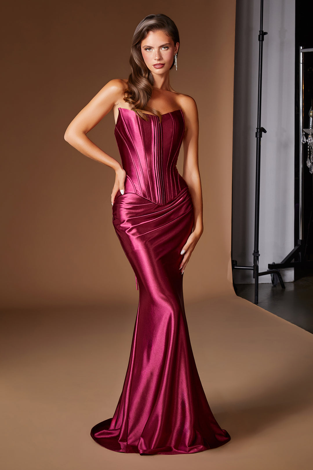 Satin Fitted Strapless 2-Piece Gown by Ladivine CH2602 - image 1