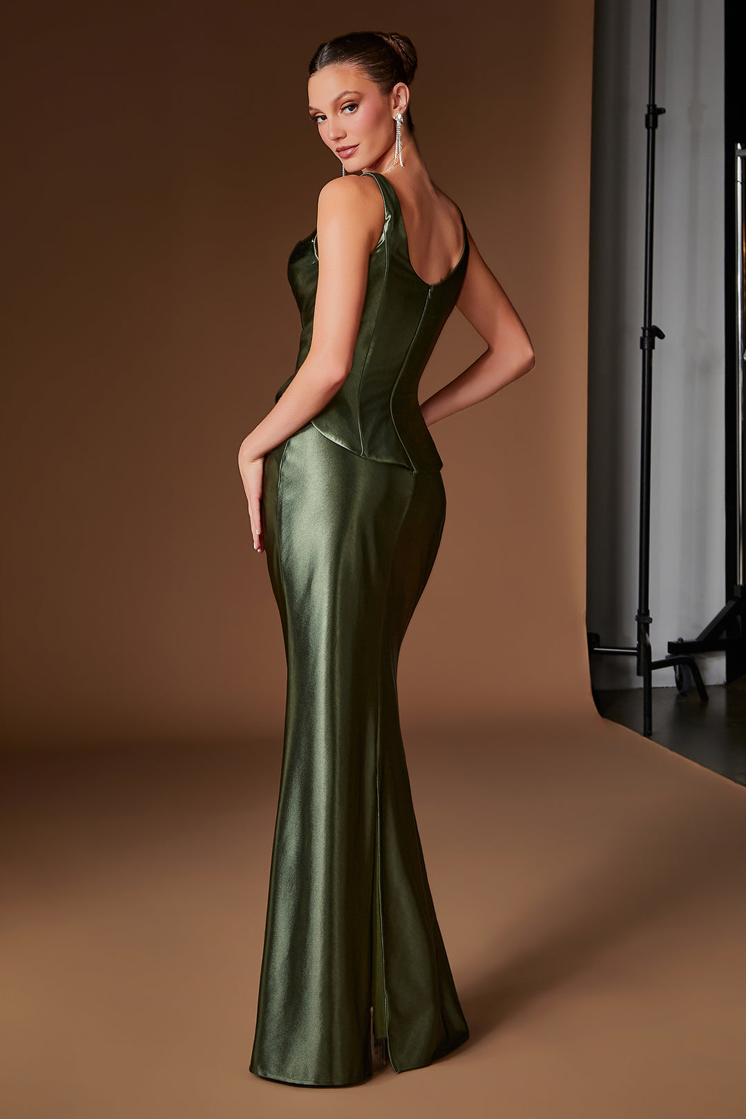 Satin Fitted Sleeveless Gown by Ladivine CH2604 - image 2