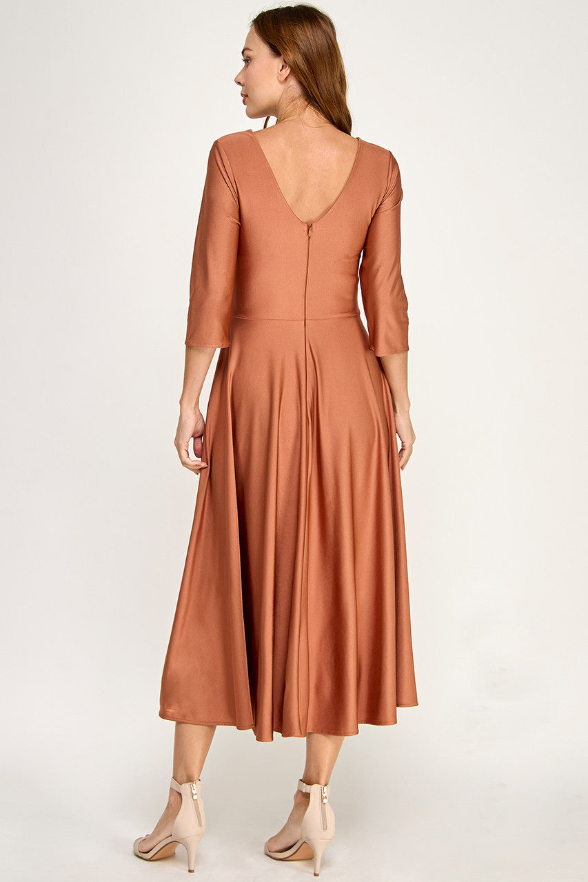 3/4 Sleeve A-line Tea Length Dress by Lenovia 3127 - product image 2
