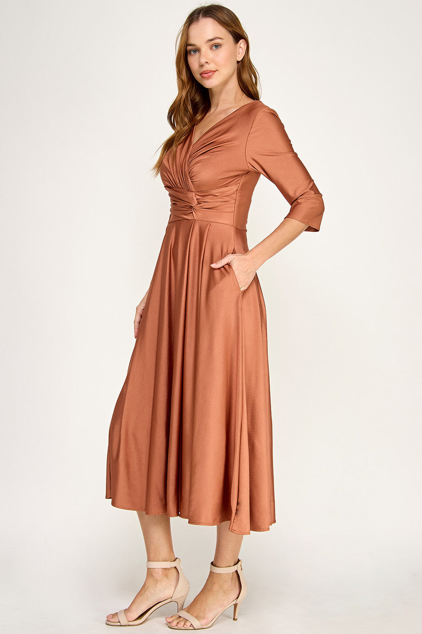 3/4 Sleeve A-line Tea Length Dress by Lenovia 3127 - product image 4