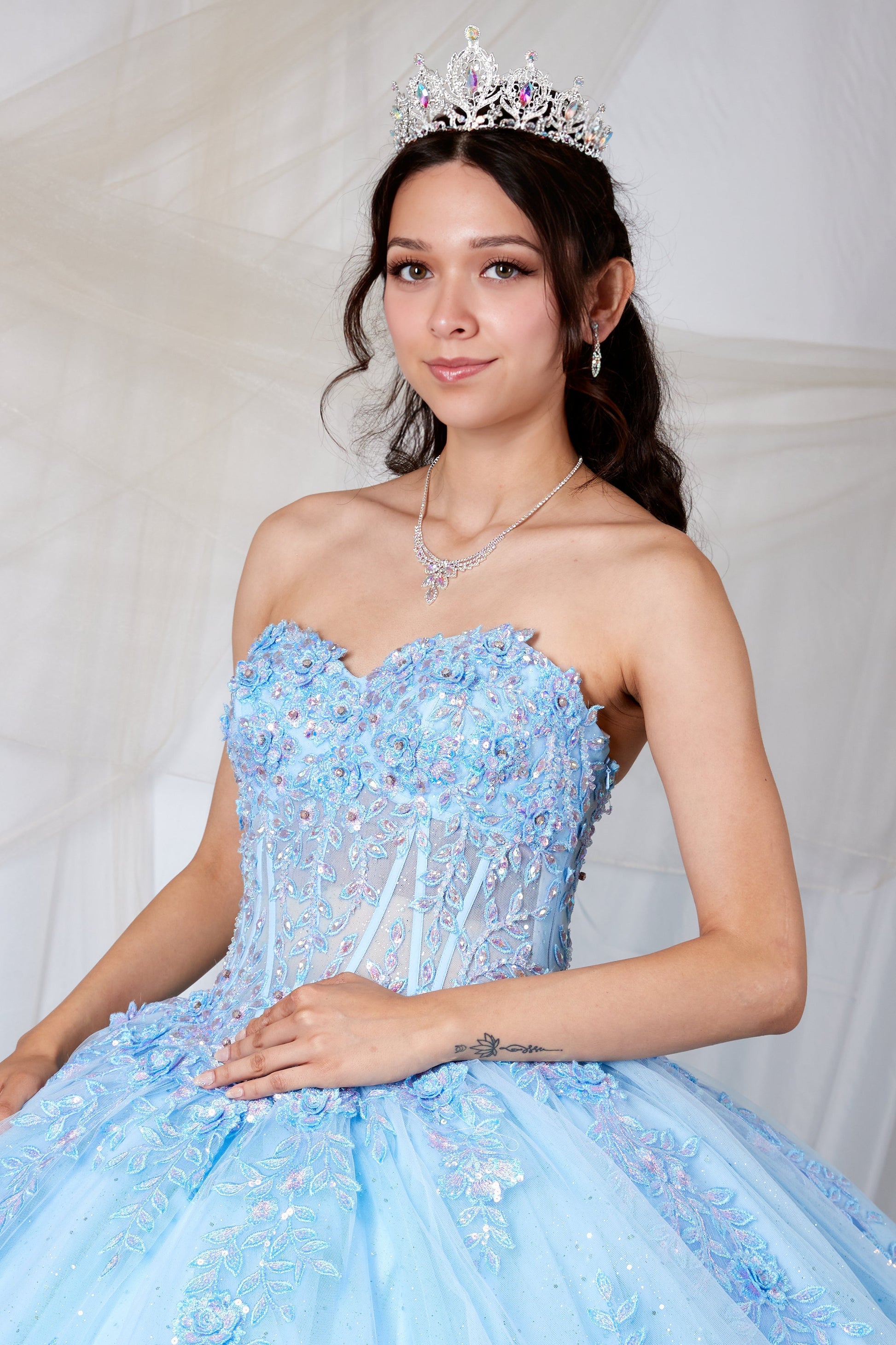 Floral Applique Strapless Ball Gown by Calla SCL-30047 - product image 3