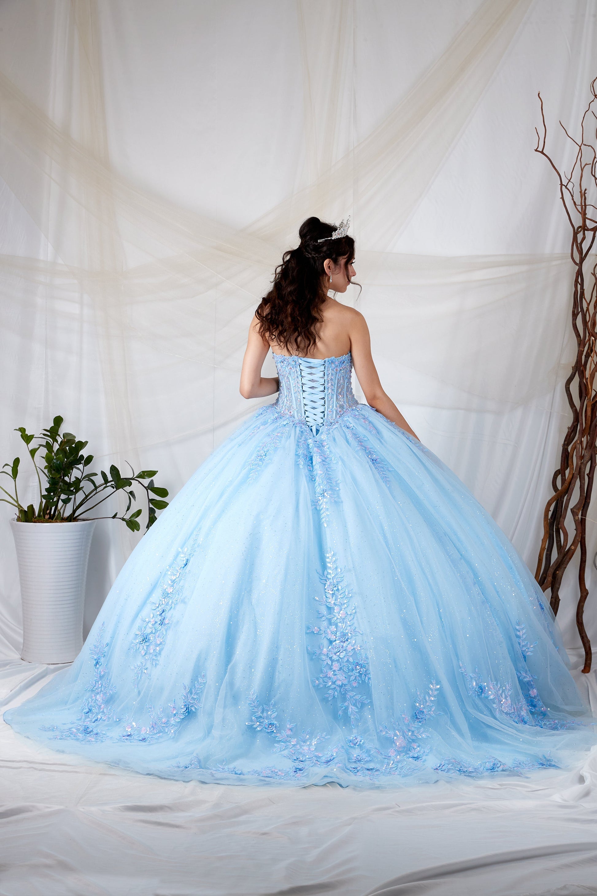 Floral Applique Strapless Ball Gown by Calla SCL-30047 - product image 2