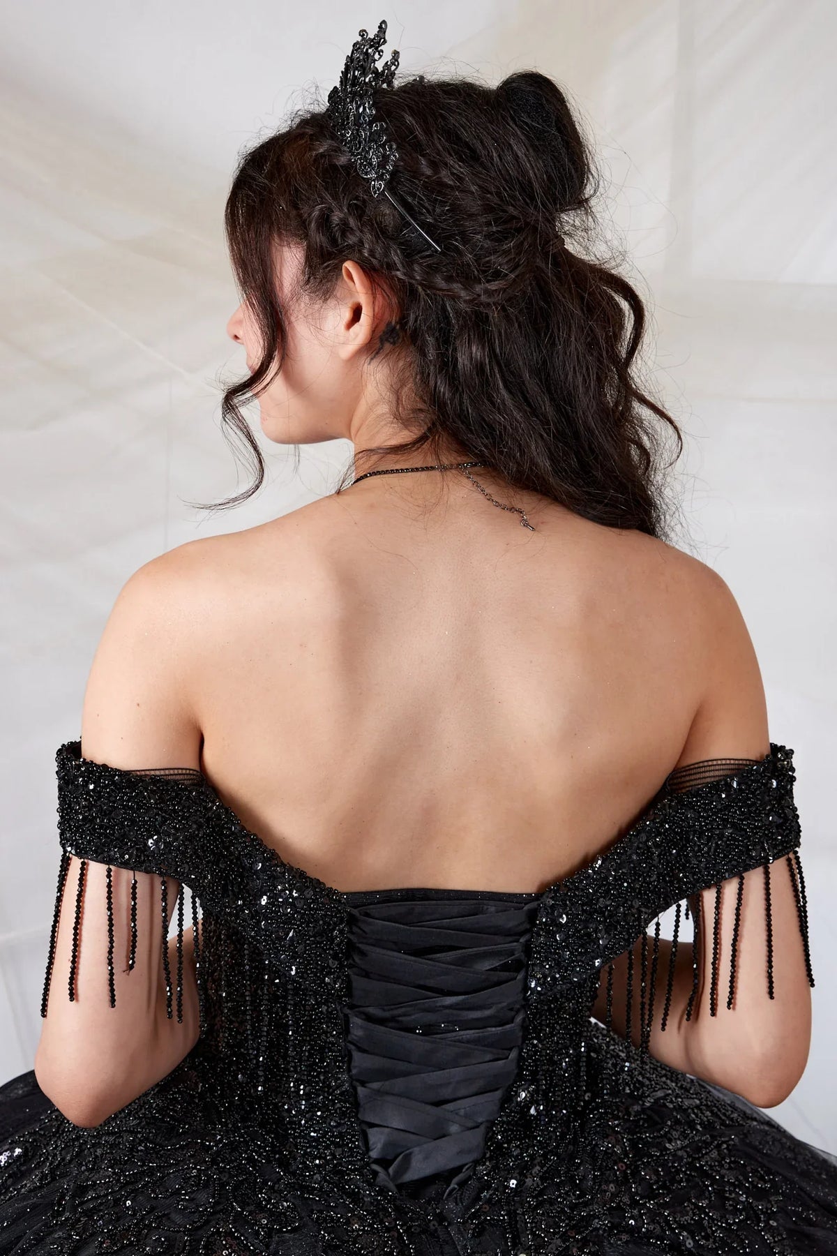 Off Shoulder Fringe Ball Gown by Calla SCL-30033 - product image 4