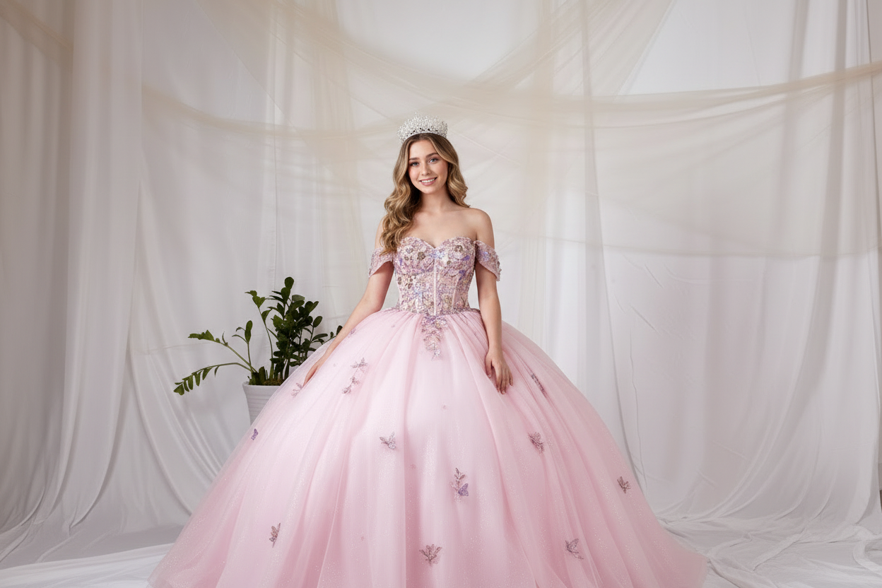 Applique Off Shoulder Bow Ball Gown by Calla SCL-30035 - product image 6