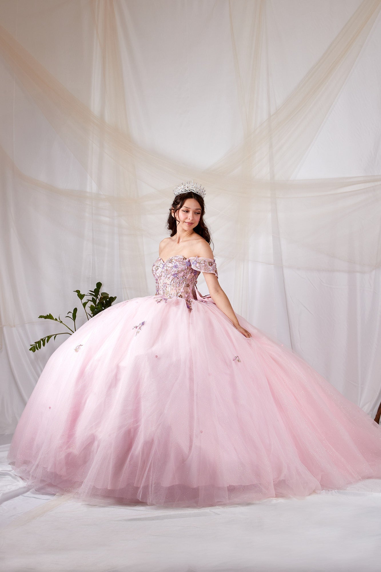 Applique Off Shoulder Bow Ball Gown by Calla SCL-30035 - product image 1
