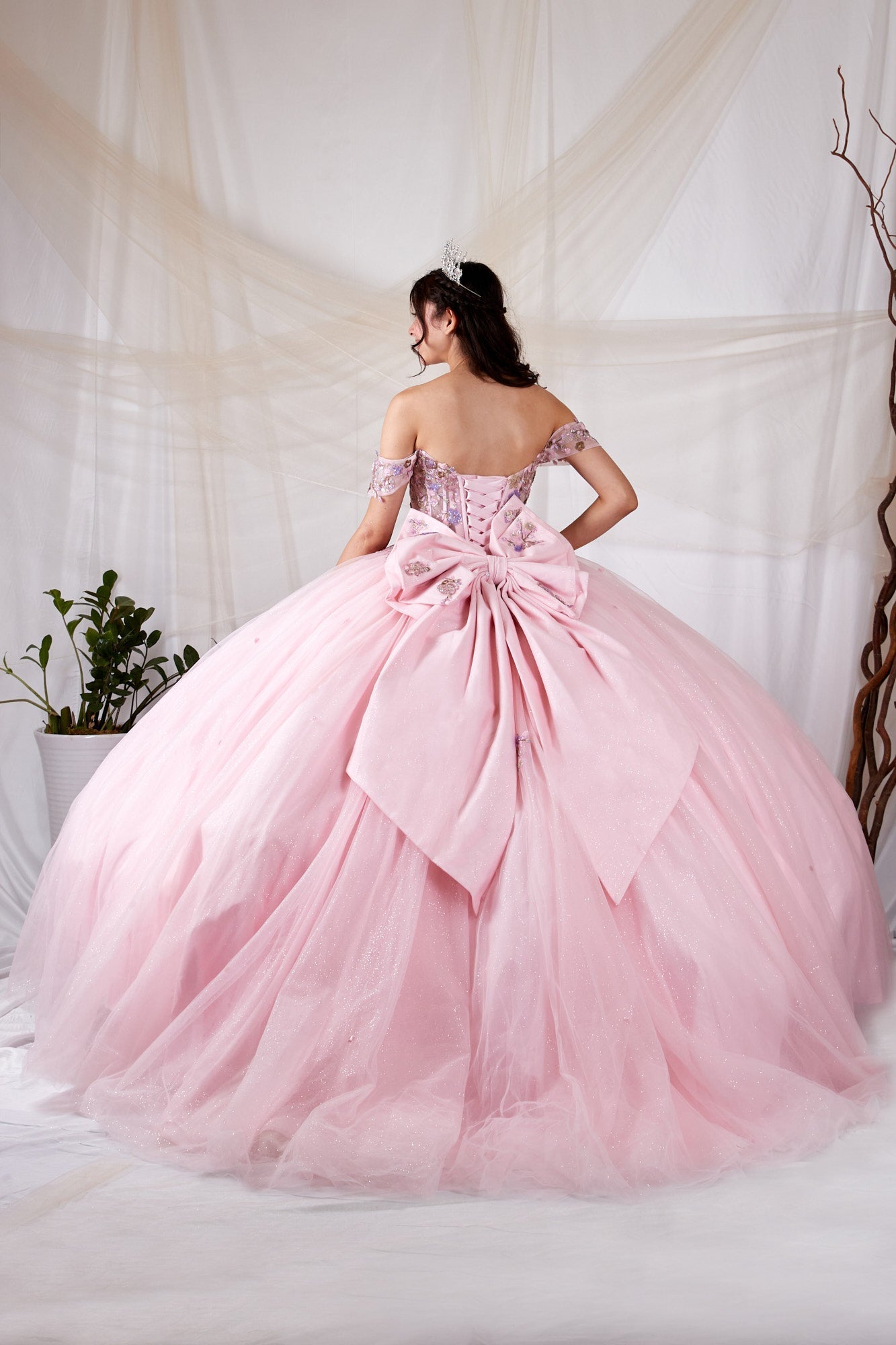 Applique Off Shoulder Bow Ball Gown by Calla SCL-30035 - product image 2