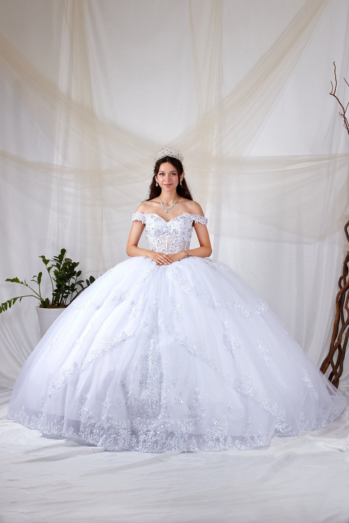 Off Shoulder Layered Ball Gown by Calla SCL-30040 - product image 1