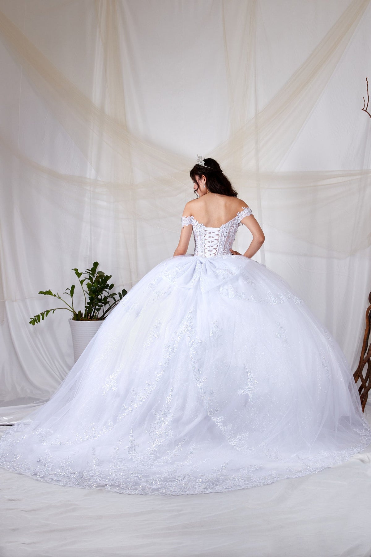 Off Shoulder Layered Ball Gown by Calla SCL-30040 - product image 2