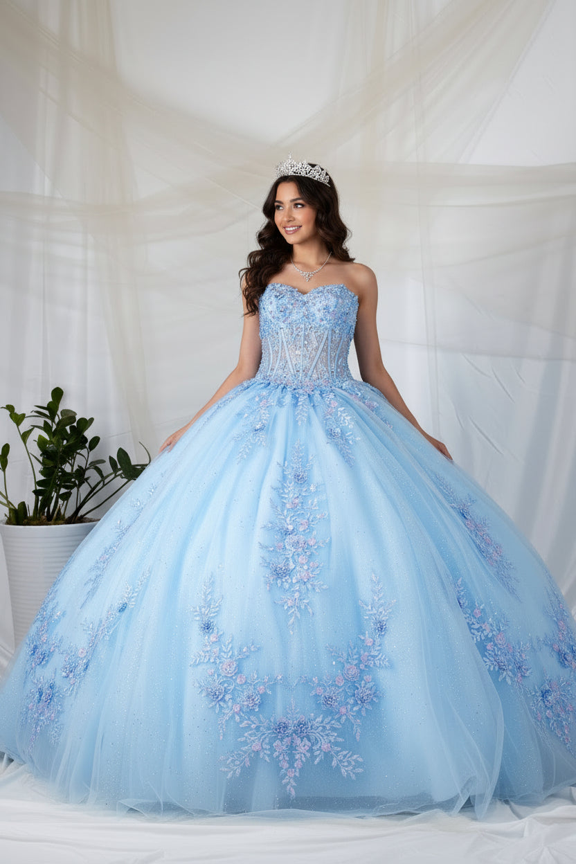 Floral Applique Strapless Ball Gown by Calla SCL-30047 - product image 6
