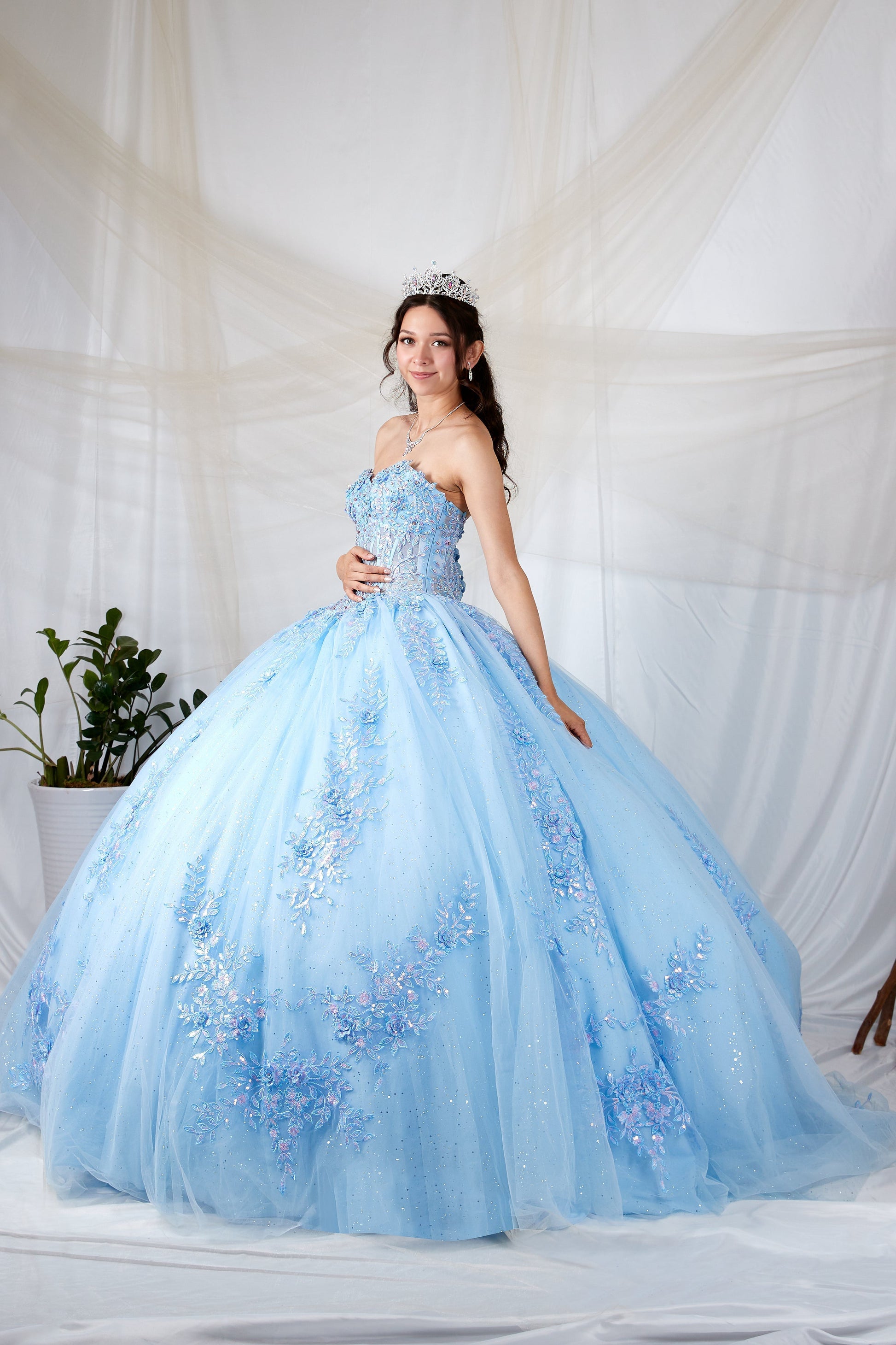 Floral Applique Strapless Ball Gown by Calla SCL-30047 - product image 4