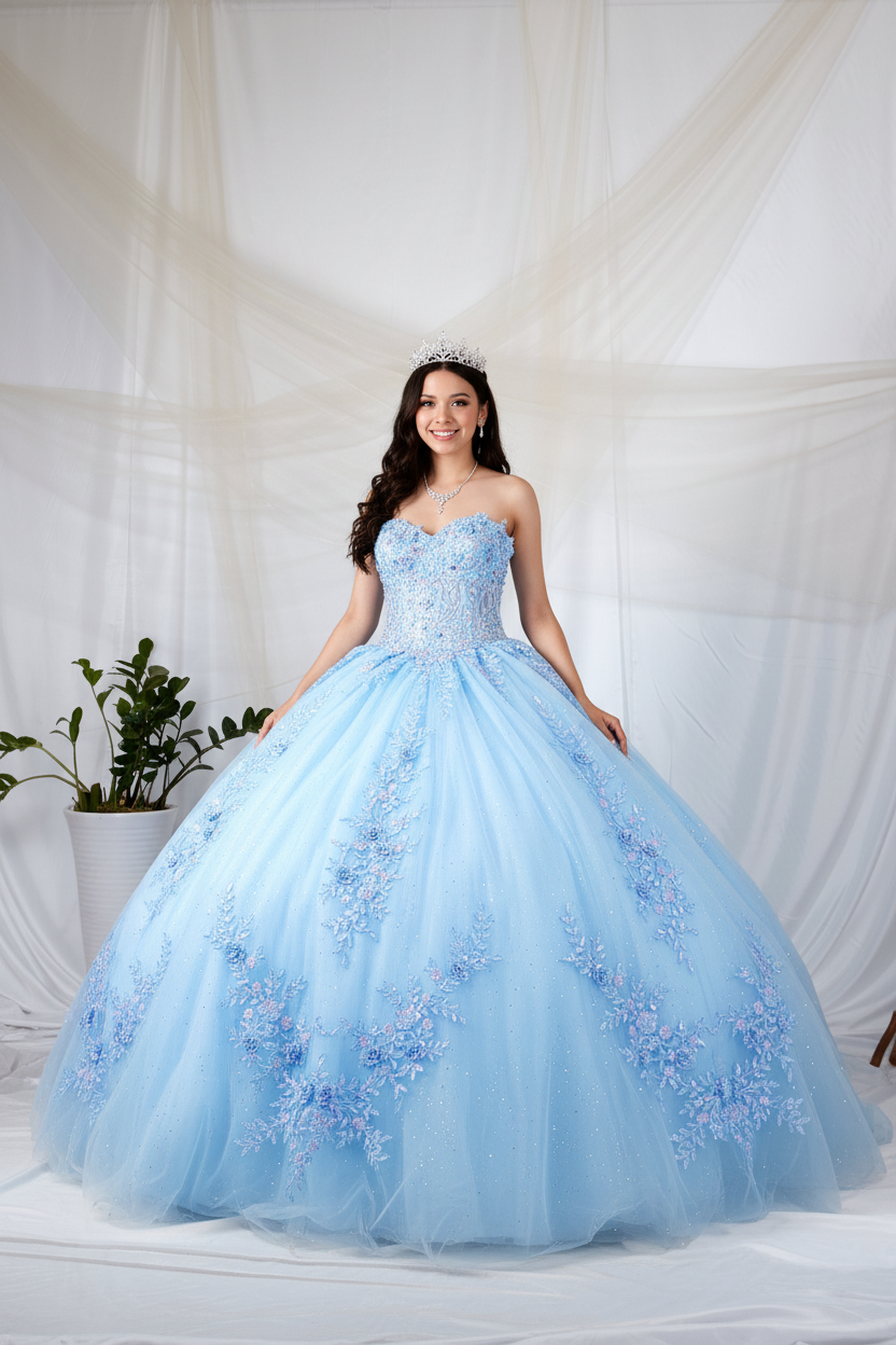 Floral Applique Strapless Ball Gown by Calla SCL-30047 - product image 5