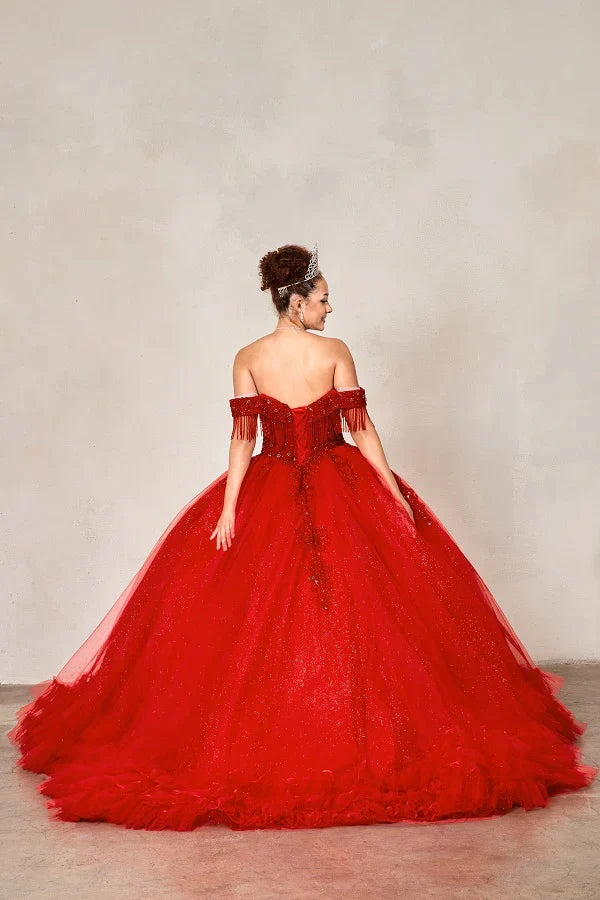 Off Shoulder Fringe Ball Gown by Calla SCL-30033 - product image 8