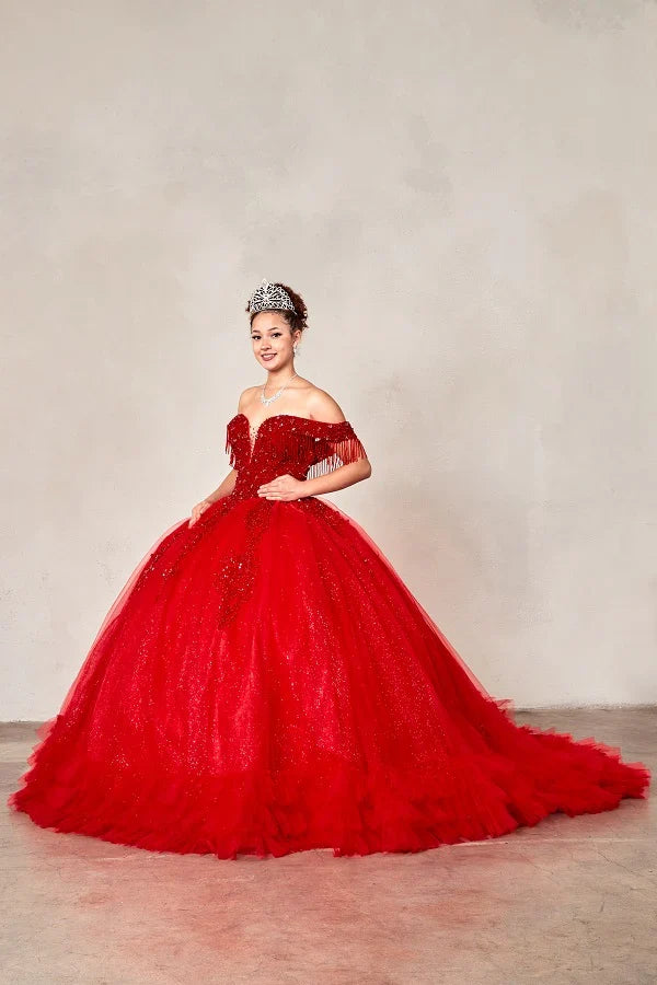 Off Shoulder Fringe Ball Gown by Calla SCL-30033 - product image 7