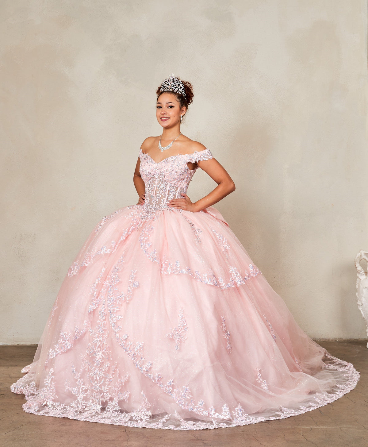 Off Shoulder Layered Ball Gown by Calla SCL-30040 - product image 13