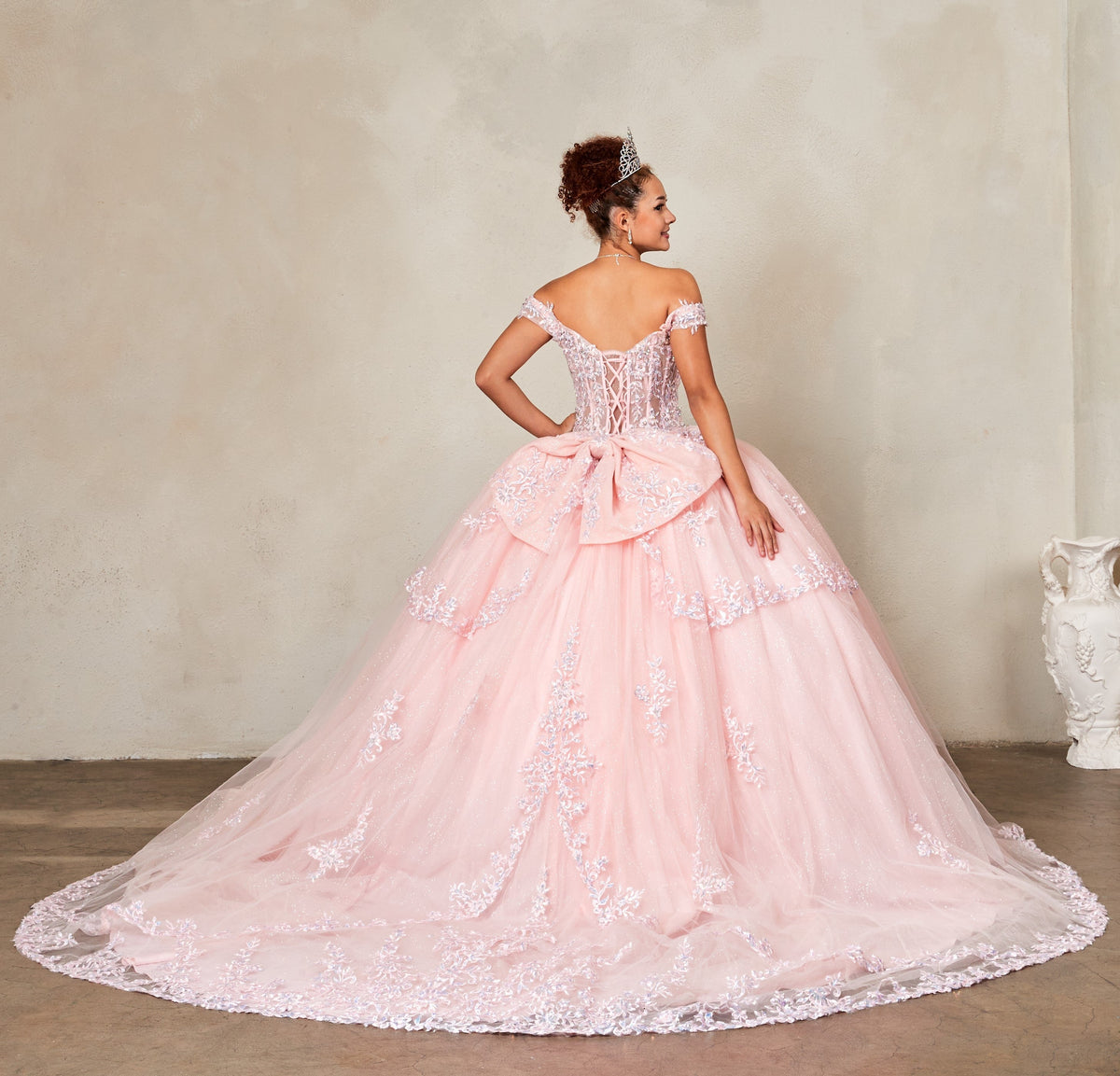Off Shoulder Layered Ball Gown by Calla SCL-30040 - product image 14