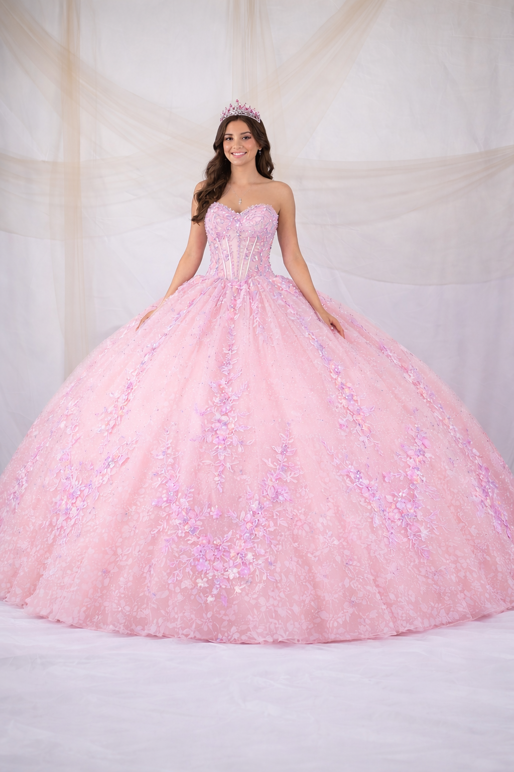 Floral Applique Strapless Ball Gown by Calla SCL-30047 - product image 7