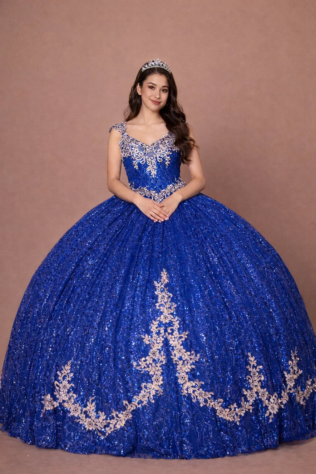 Applique Cap Sleeve Ball Gown by Calla KY-73309 - product image 3