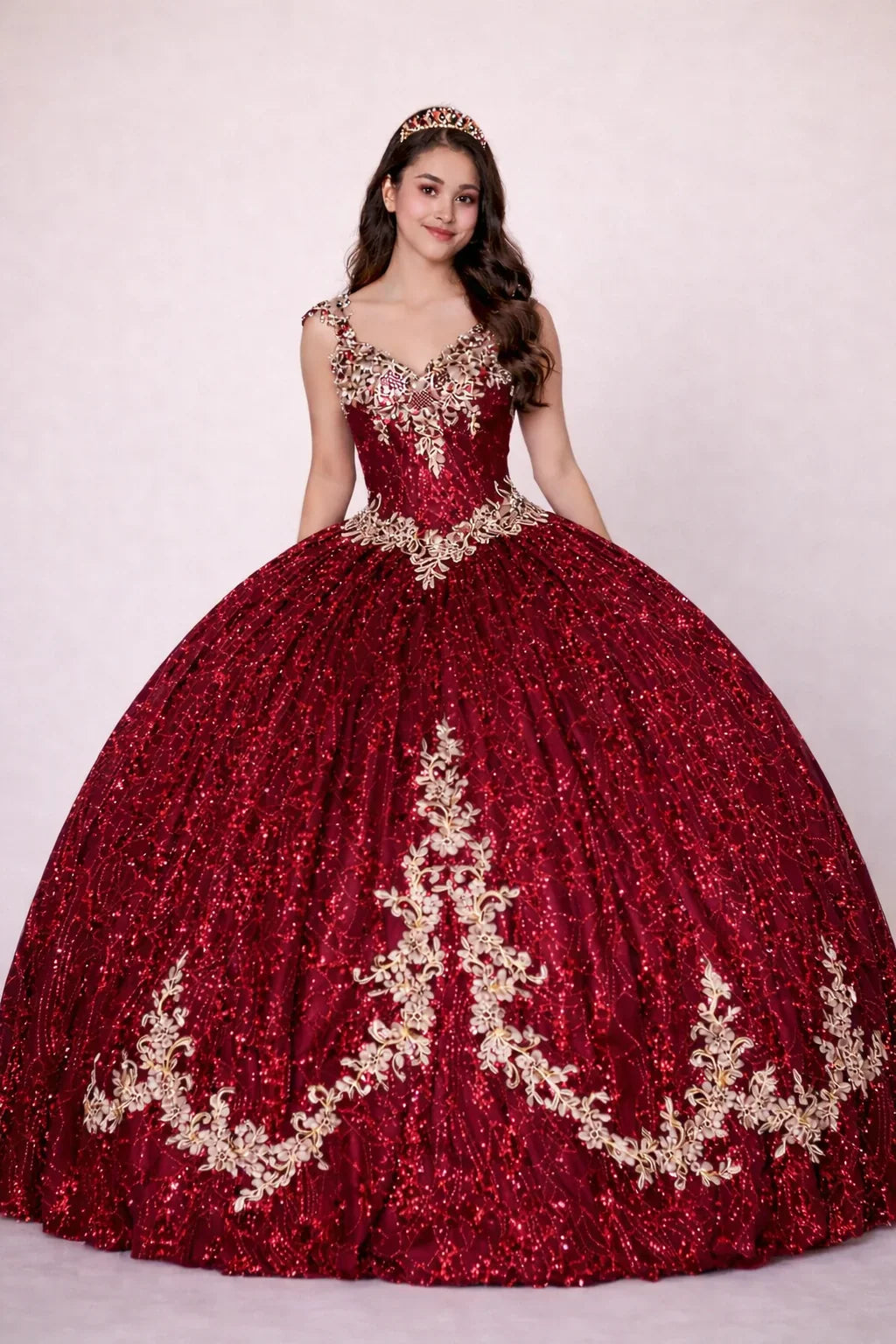 Applique Cap Sleeve Ball Gown by Calla KY-73309 - product image 7