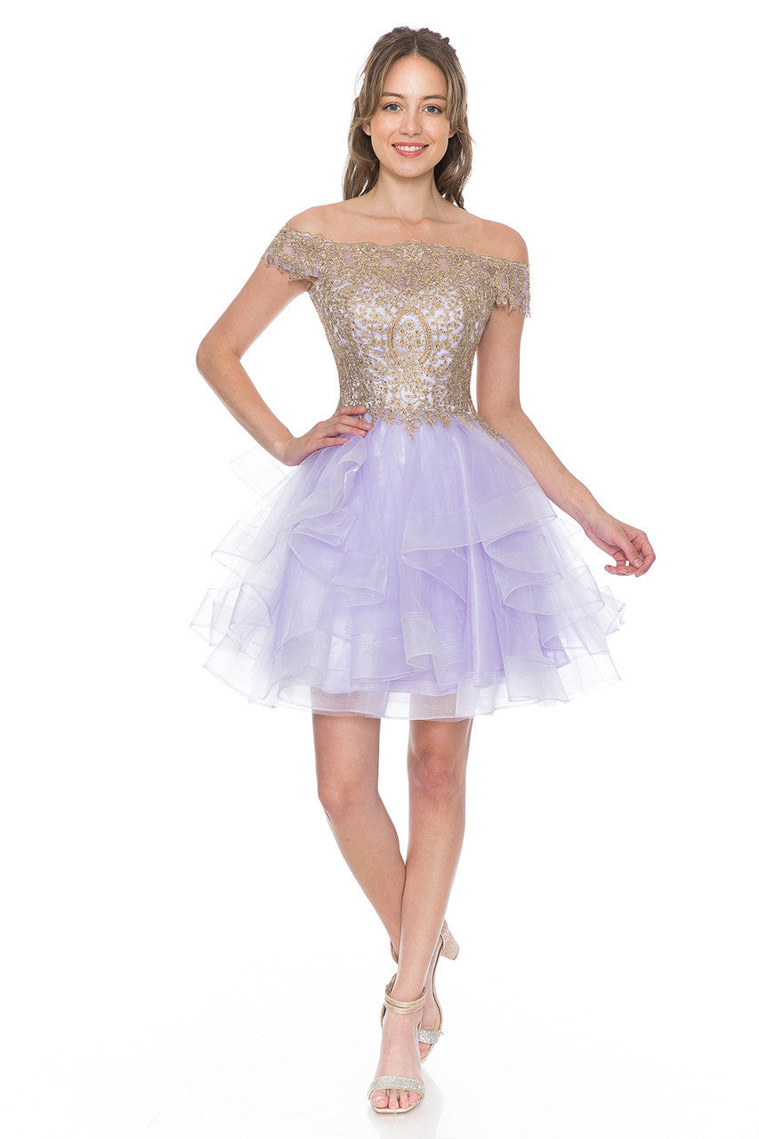 Short Off Shoulder Tiered Dress by Lenovia 8151 - product image 1