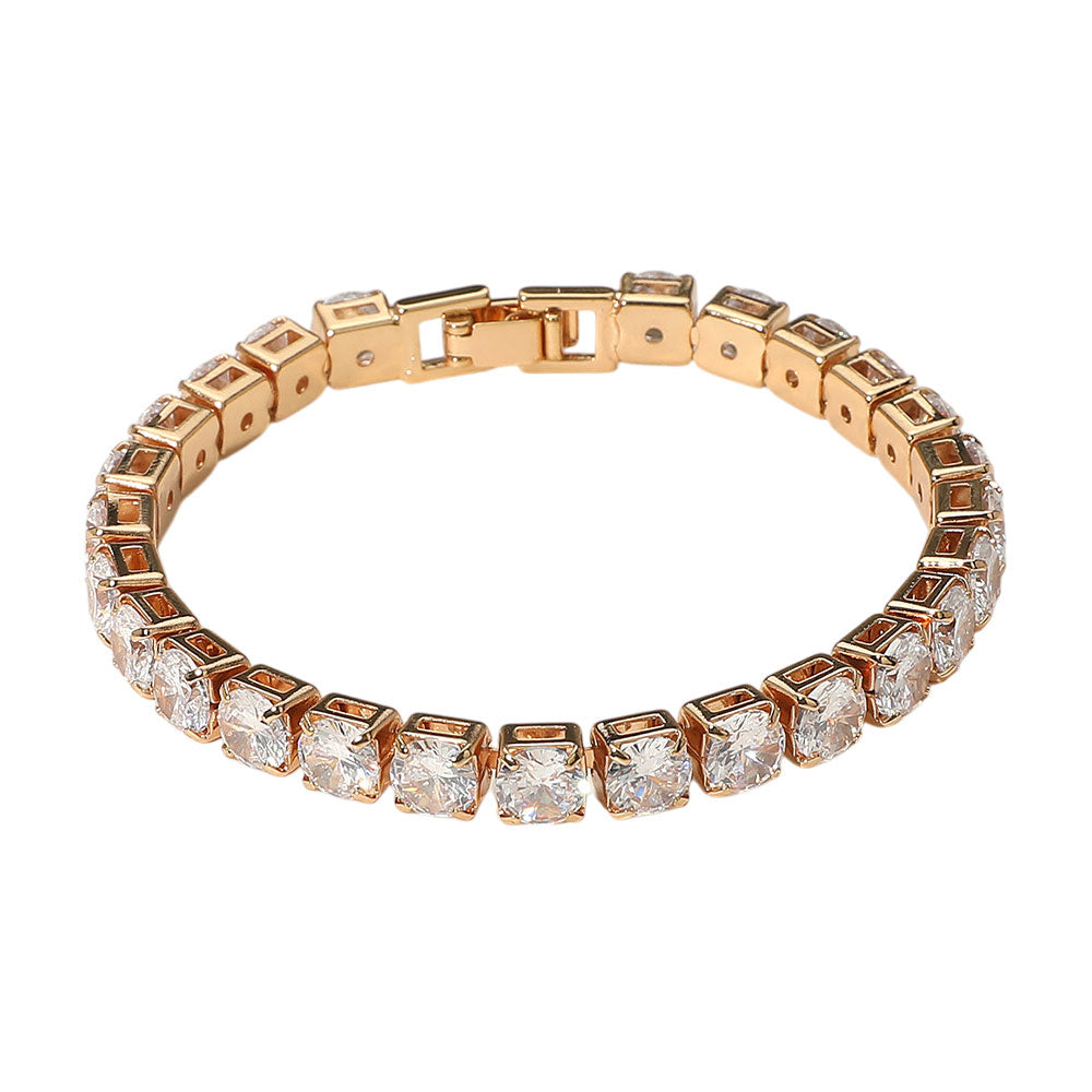 Round CZ Stone Tennis Chain Bracelet EVB316