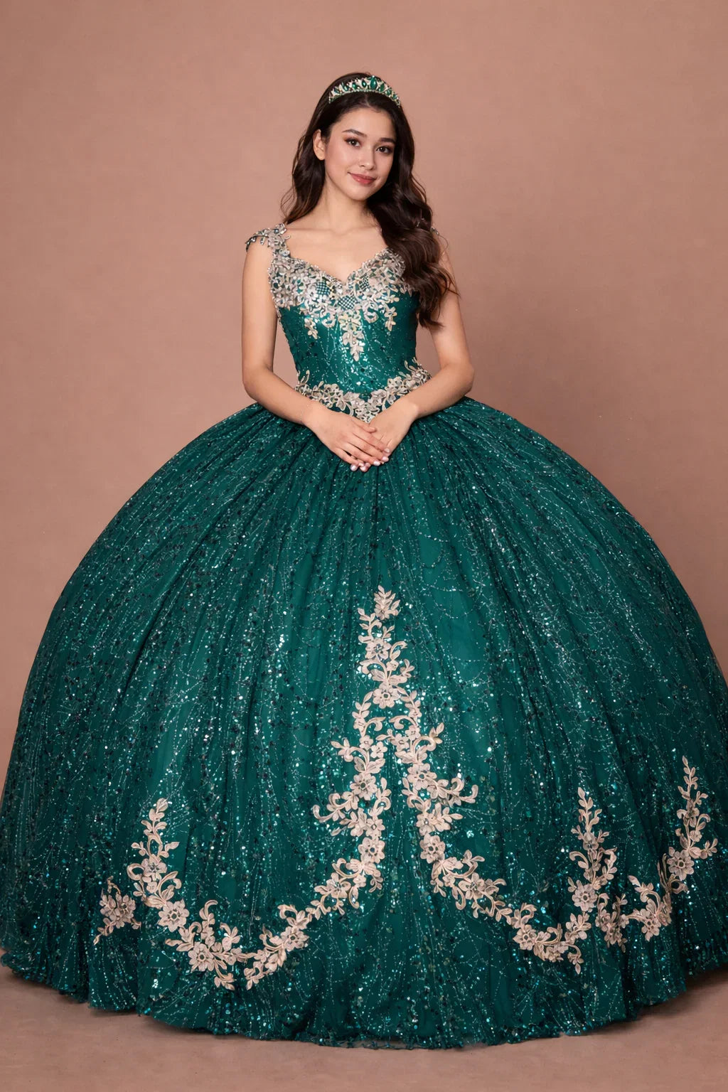 Applique Cap Sleeve Ball Gown by Calla KY-73309 - product image 4