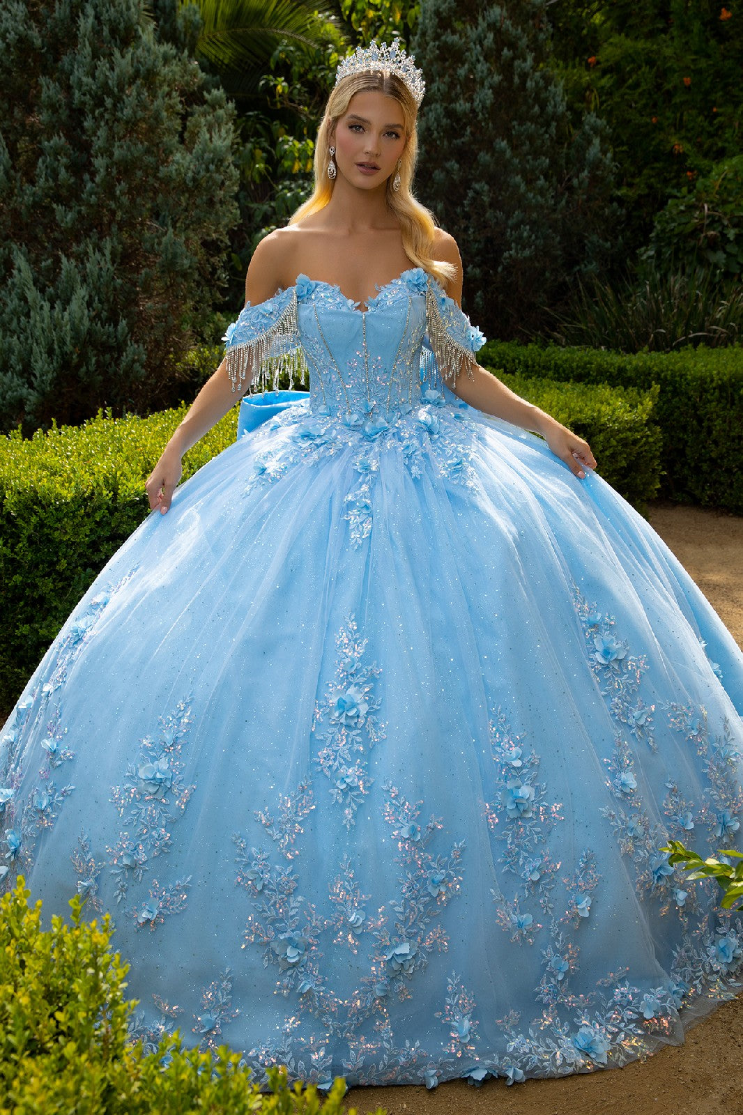 Off Shoulder Fringe Ball Gown by GLS Gloria GL3525 - product image 1