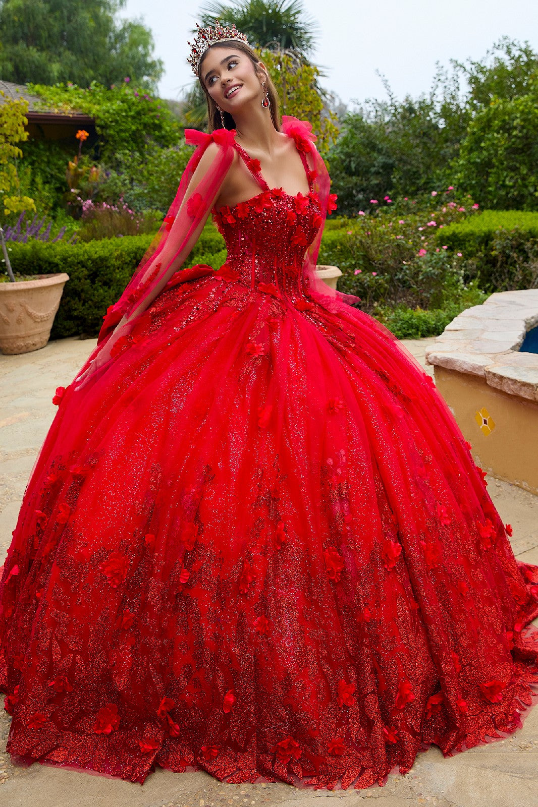 3D Floral Sleeveless Ball Gown by GLS Gloria GL3529 - product image 1