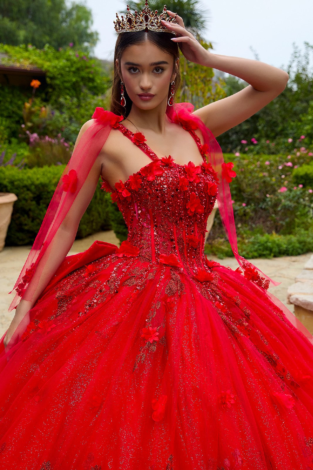 3D Floral Sleeveless Ball Gown by GLS Gloria GL3529 - product image 3