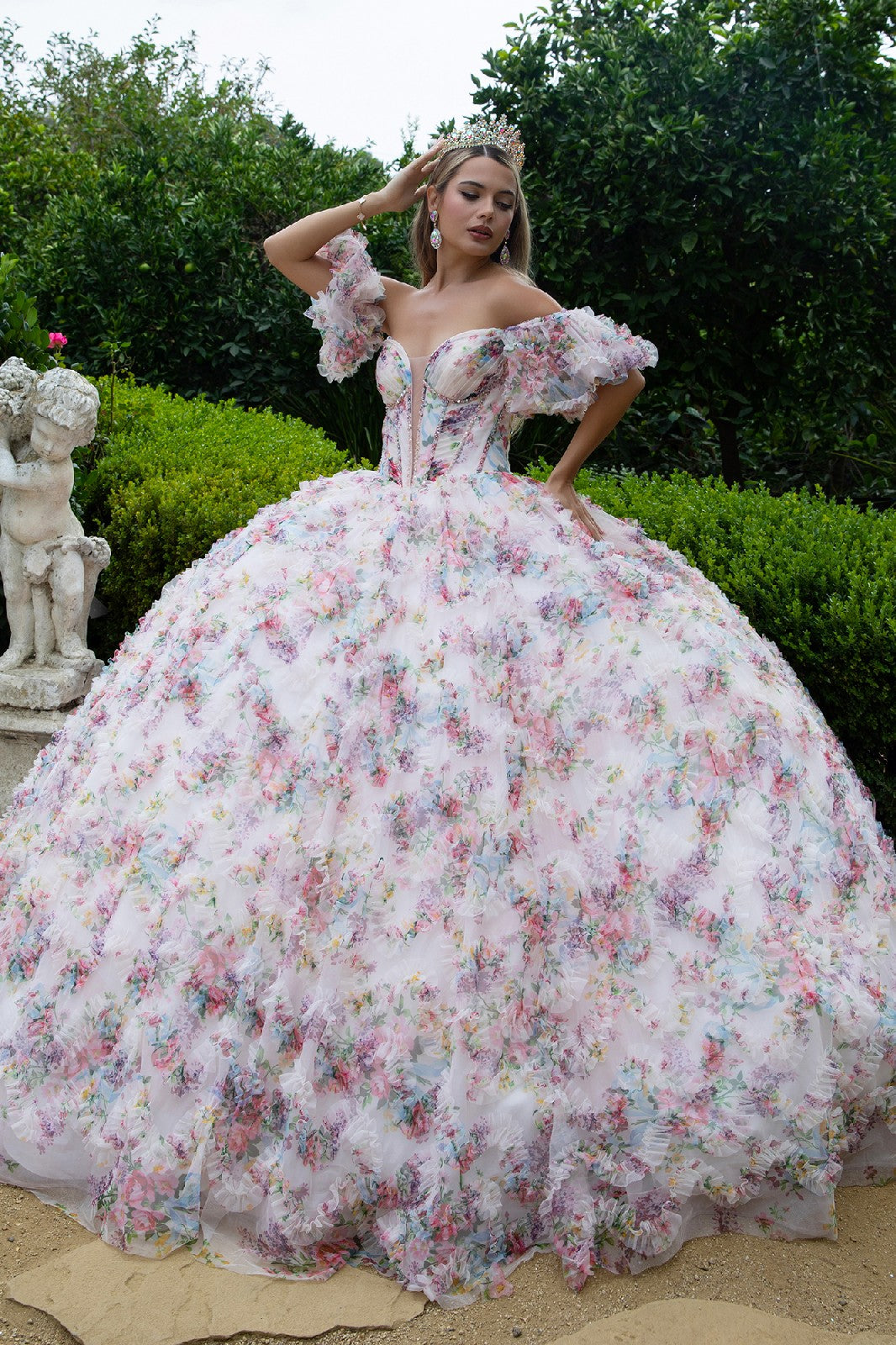 Print Off Shoulder Ball Gown by GLS Gloria GL3609 - product image 5
