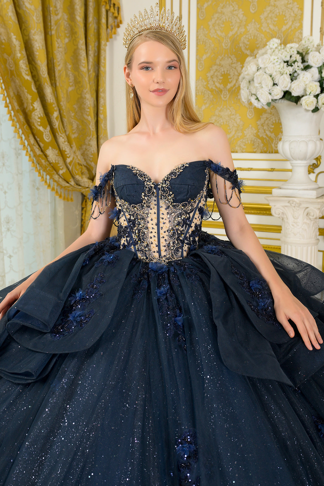 Off Shoulder Ruffled Ball Gown by Elizabeth K GL3676 - product image 3