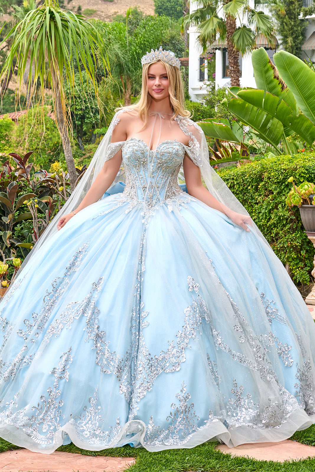 Off Shoulder Cape Ball Gown by Elizabeth K GL3707 - product image 1