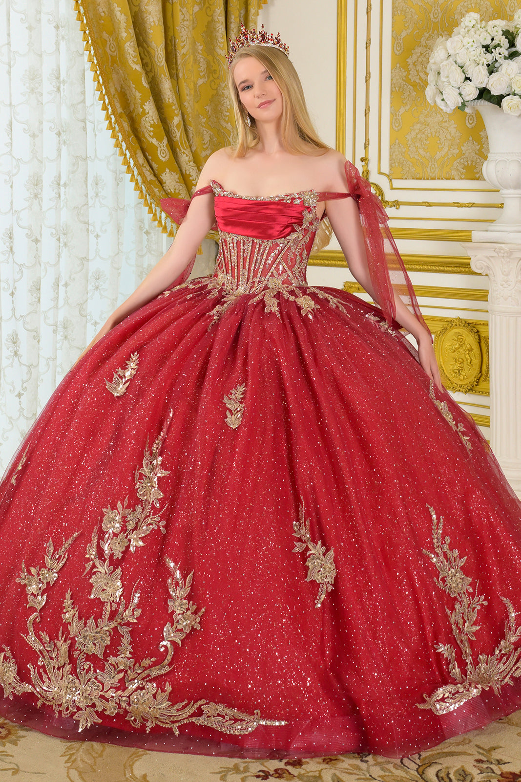 Off Shoulder Bow Ball Gown by Elizabeth K GL3710 - product image 1