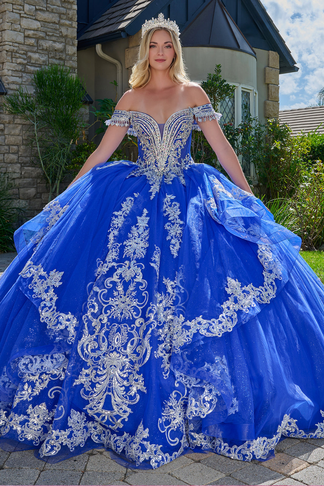 Off Shoulder Ruffled Ball Gown by Elizabeth K GL3805 - product image 1