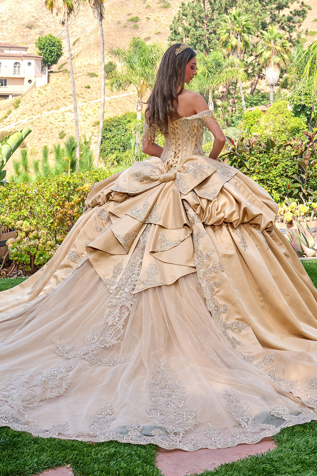 Satin Off Shoulder Ball Gown by Elizabeth K GL3810 - product image 8