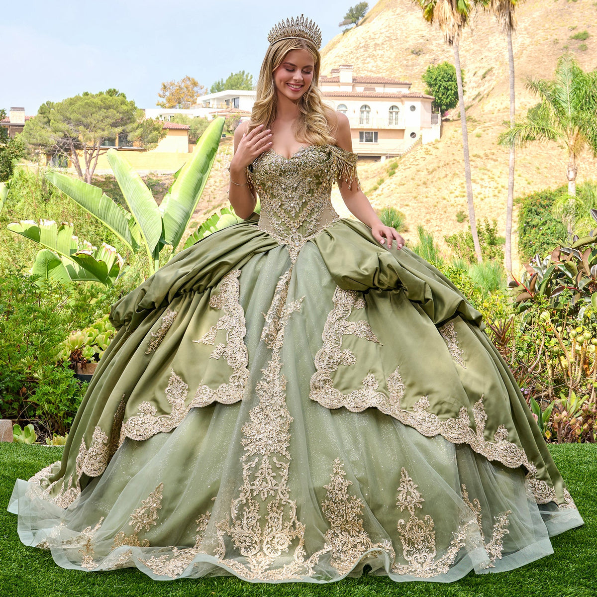 Satin Off Shoulder Ball Gown by Elizabeth K GL3810 - product image 5