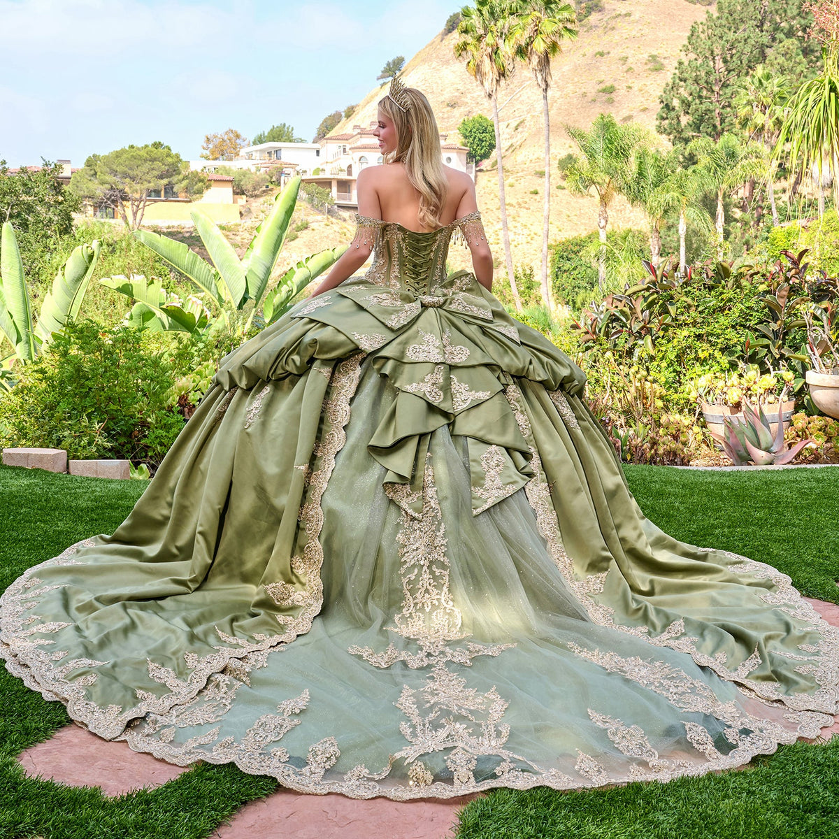 Satin Off Shoulder Ball Gown by Elizabeth K GL3810 - product image 6