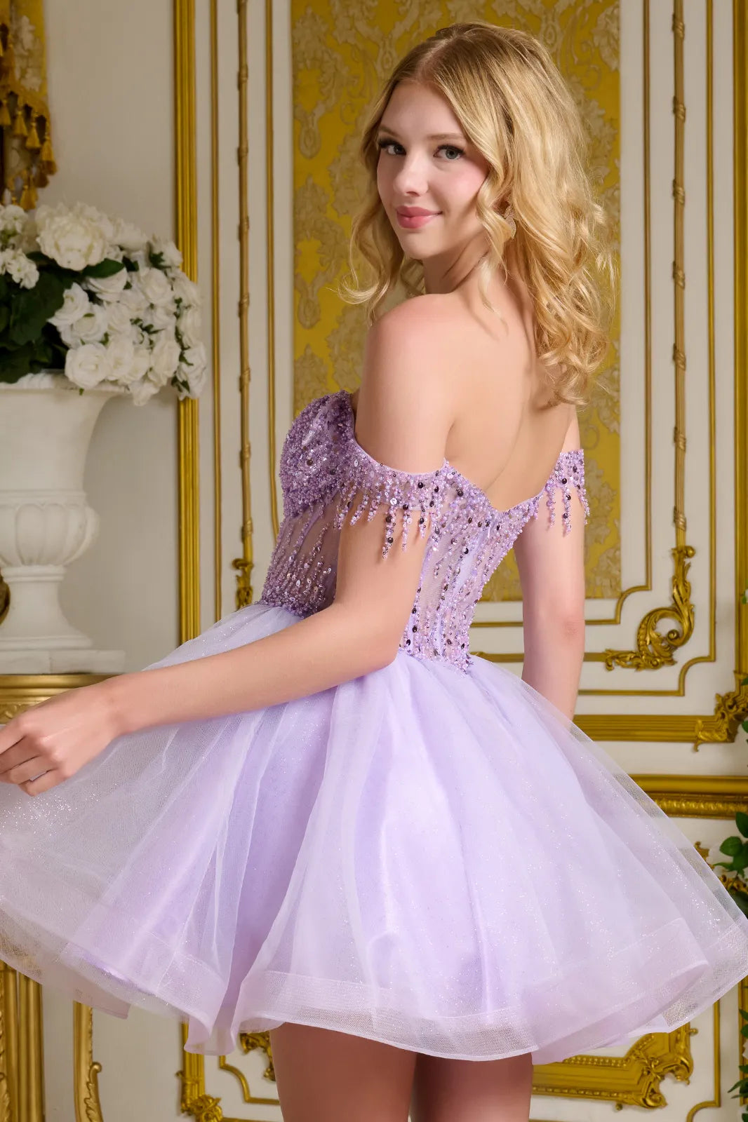 Short Off Shoulder Fringe Dress by Elizabeth K GS3634 - product image 8