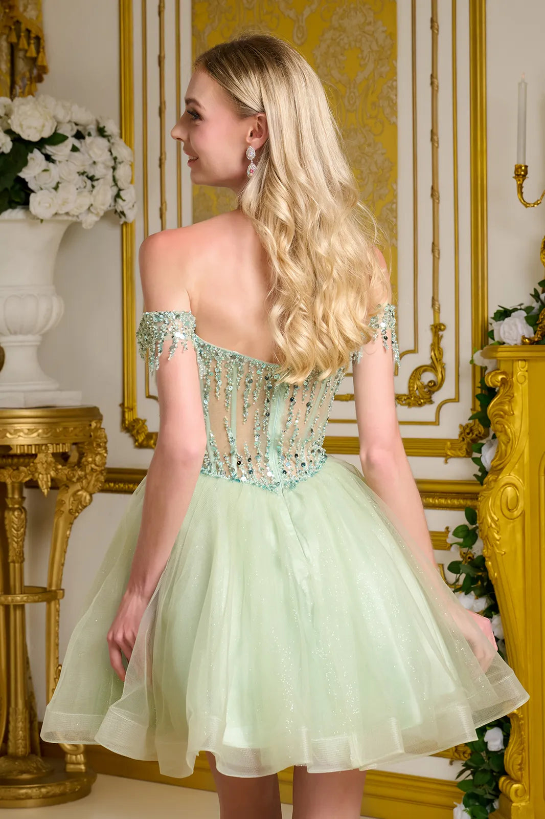 Short Off Shoulder Fringe Dress by Elizabeth K GS3634 - product image 4