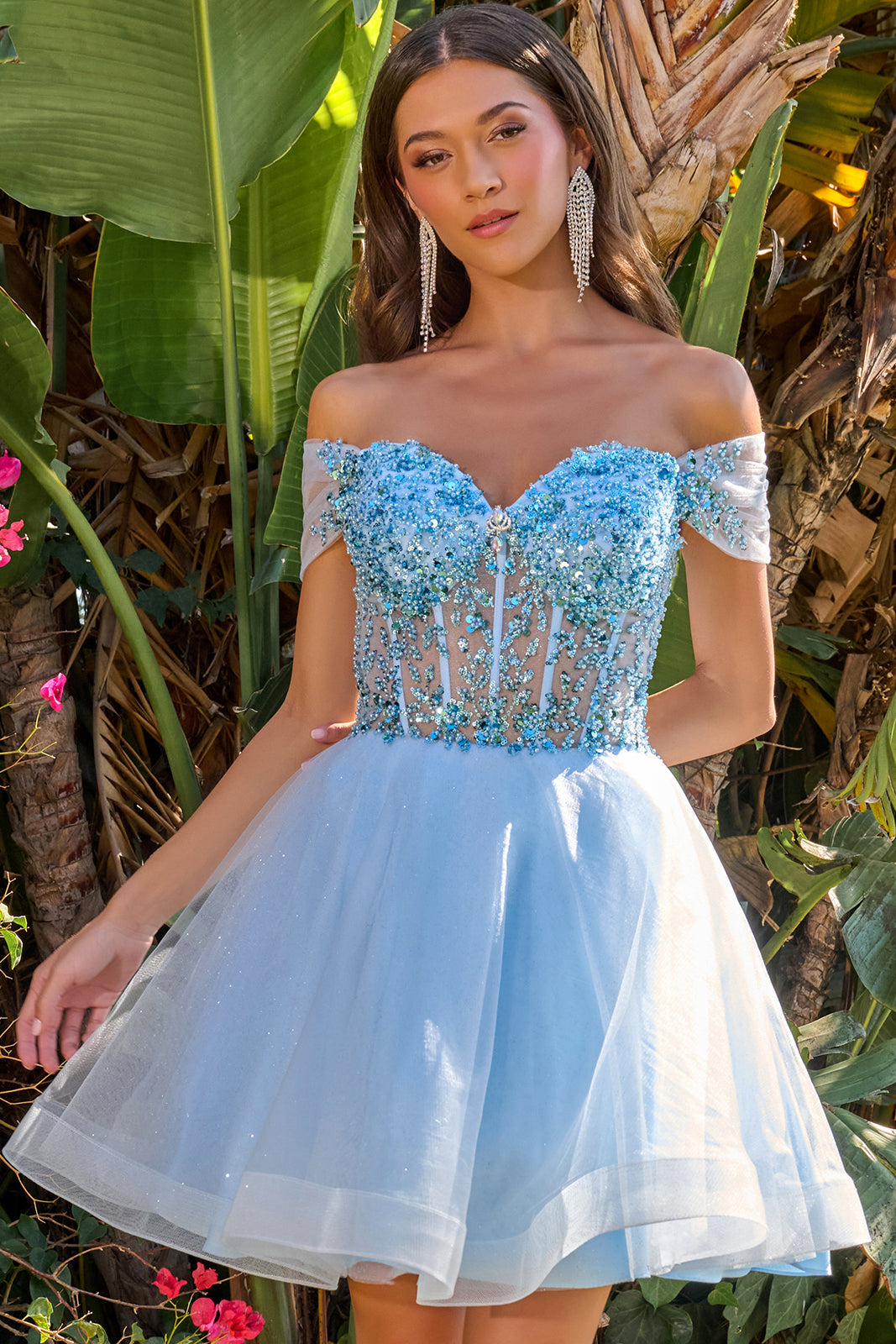 Beaded Short Off Shoulder Dress by Elizabeth K GS3684 - product image 3