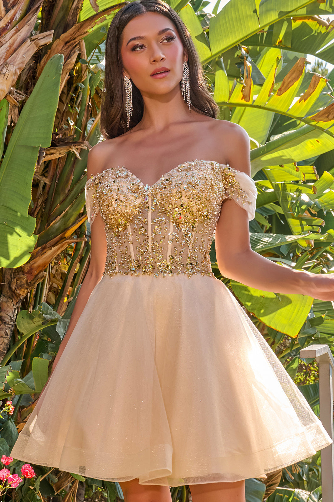 Beaded Short Off Shoulder Dress by Elizabeth K GS3684 - product image 15