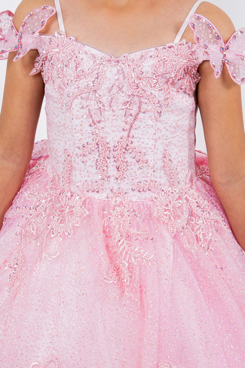 Girls 3D Butterfly Cold Shoulder Gown by Cinderella Couture 8120