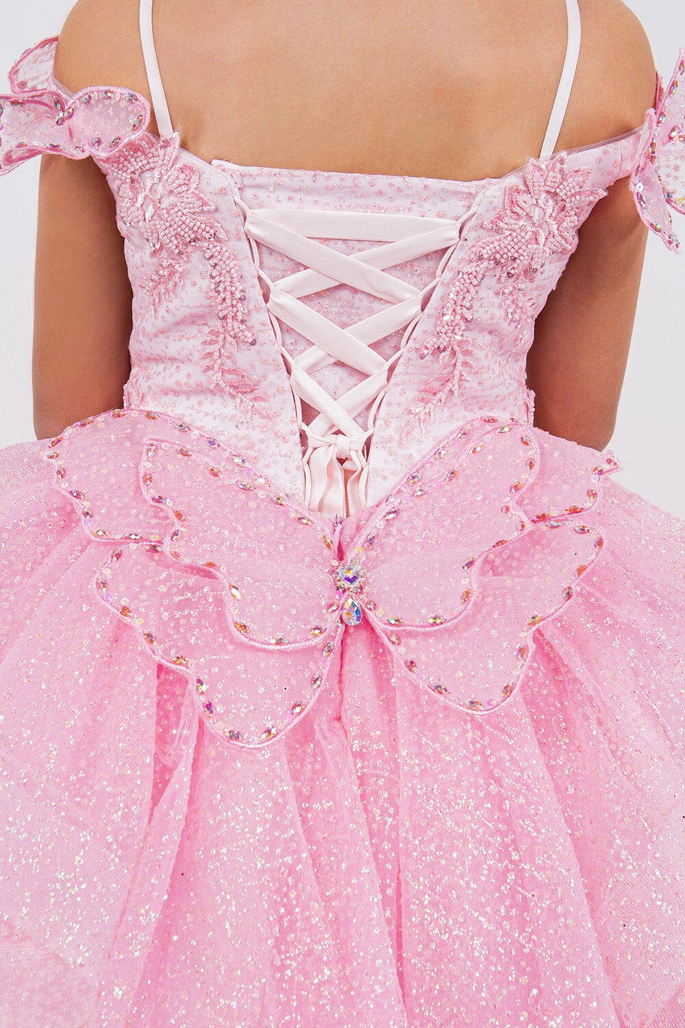 Girls 3D Butterfly Cold Shoulder Gown by Cinderella Couture 8120