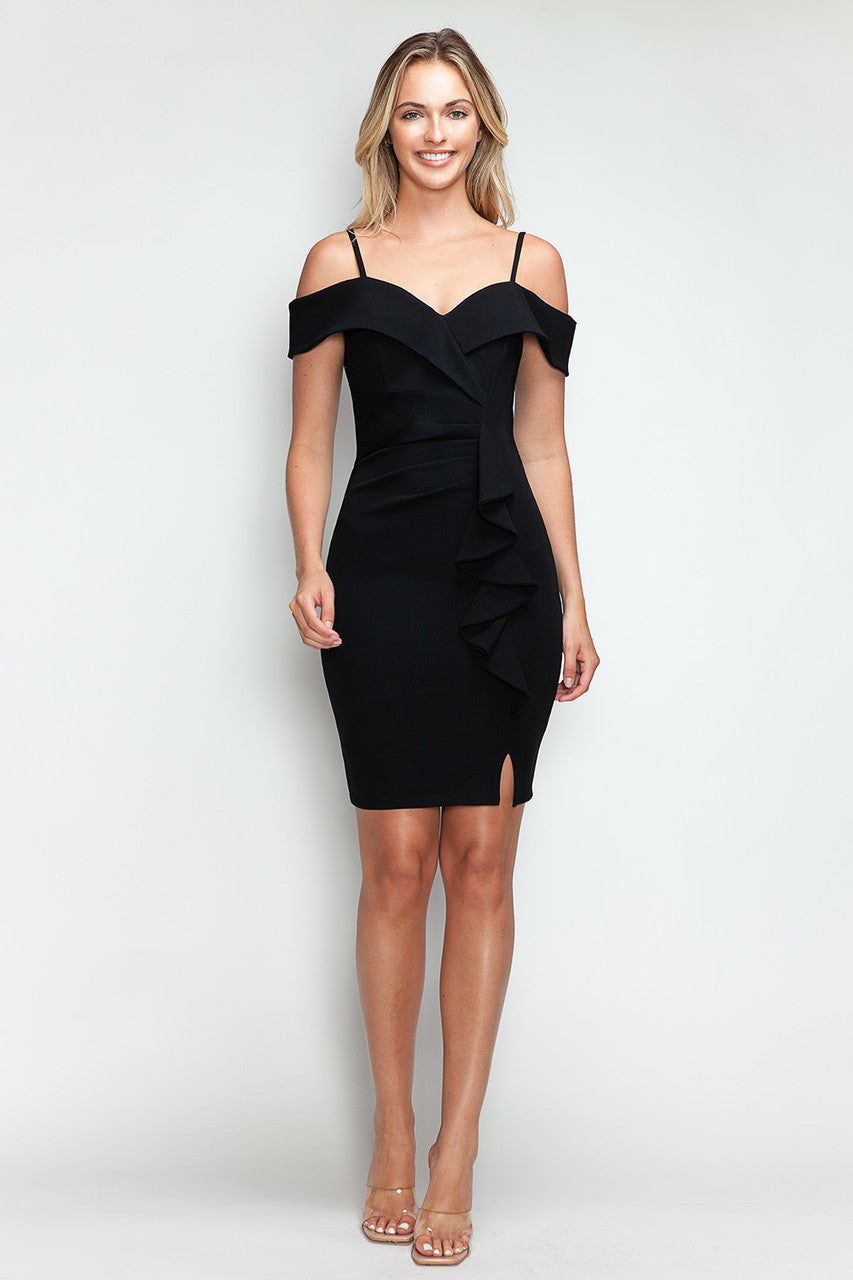 Crepe Short Cold Shoulder Ruffled Dress by Lenovia 3097 - product image 9