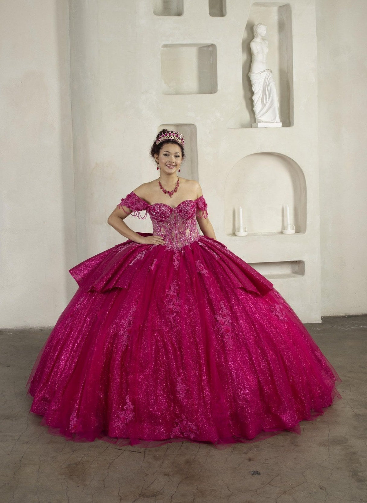 Off Shoulder Fringe Ball Gown by Calla SCL-30045 - product image 8