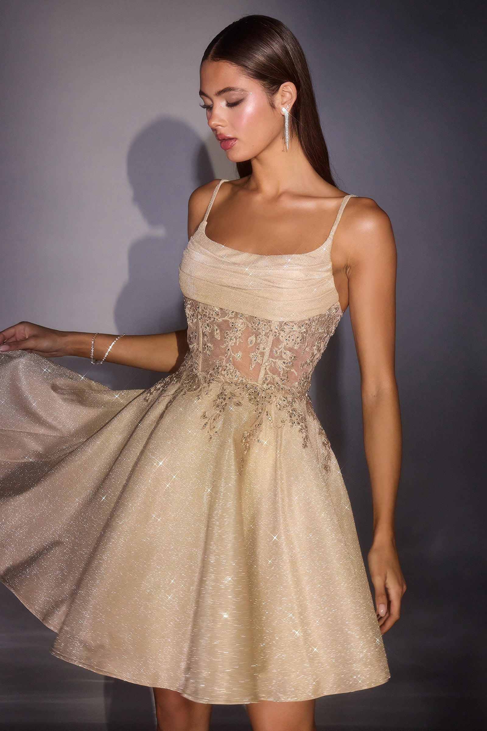 Glitter Short Sleeveless A-line Dress by Ladivine KV1152 - product image 8